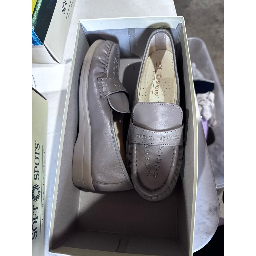 Soft Spots Venus Lite Taupe Leather Loafers Comfort Flats Womens 7.5 M 114706